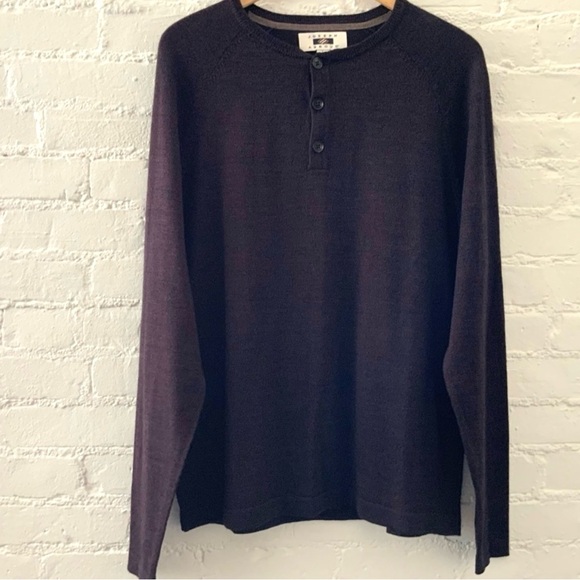 Joseph Abboud Mens Merino Wool Blend 1/4 Button Pullover Sweater Large Burgundy - Picture 1 of 13